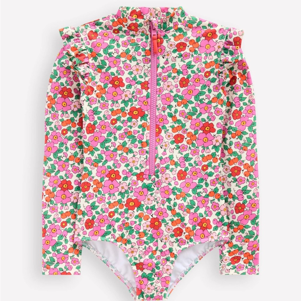 Mini Boden Floral Swim Suit, Size 5-6, EUC